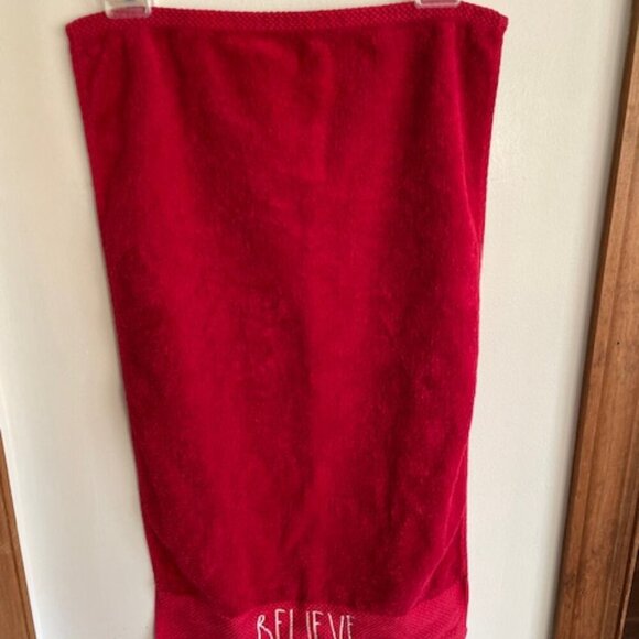 RAE DUNN Believe Red Cotton Hand Towel - Picture 7 of 12